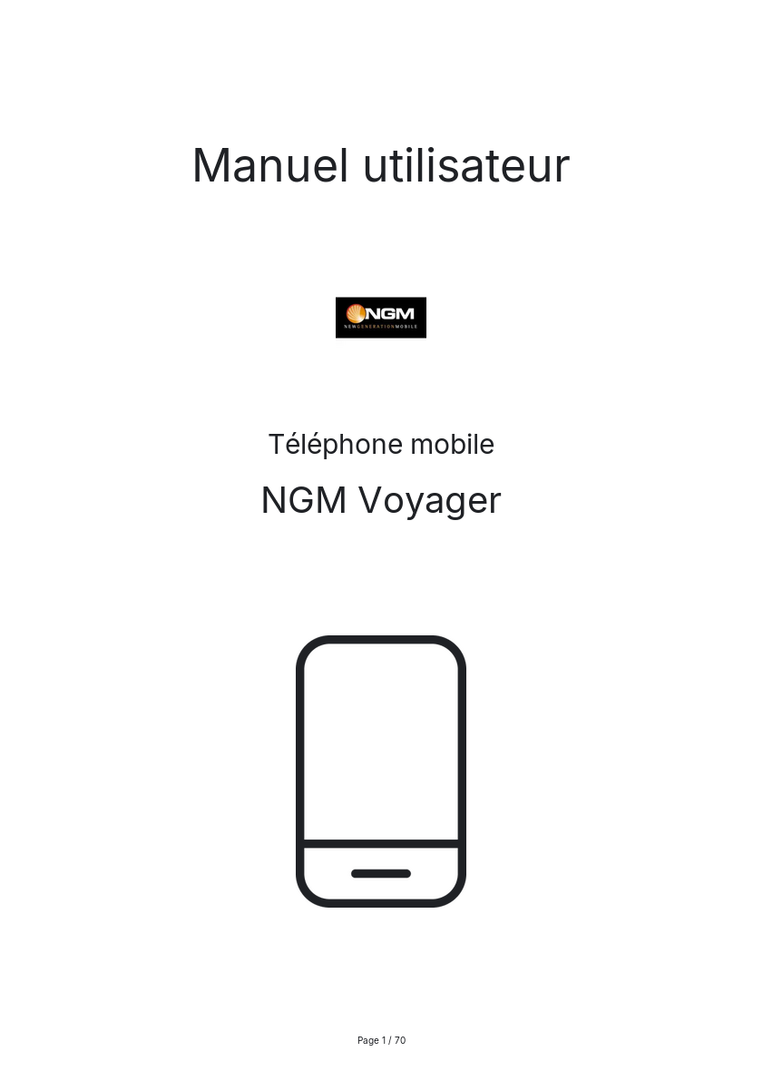 Page n°1 - Manuel utilisateur NGM Voyager