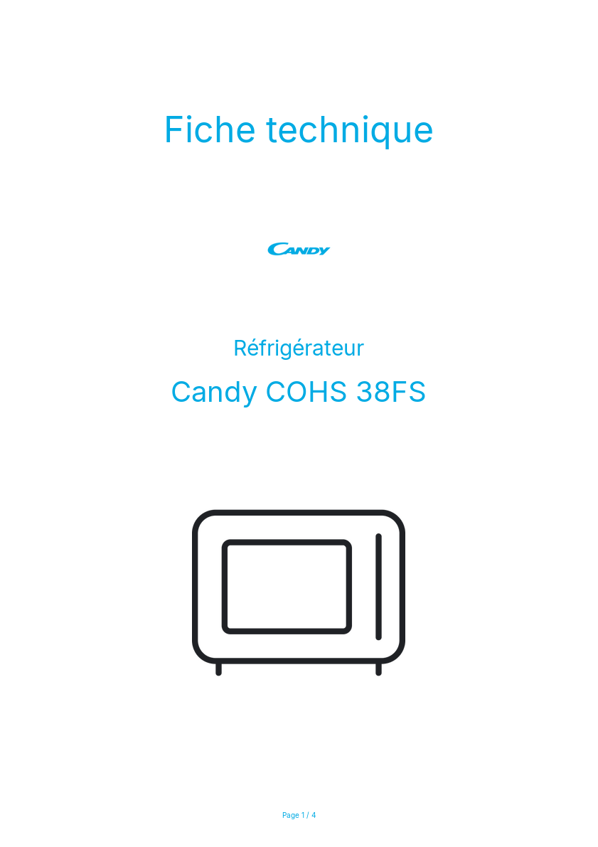 Image de la première page du manuel de l'appareil COHS 38FS