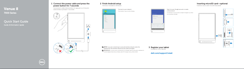 Page 1 de la notice Guide d'installation Dell Venue 7840