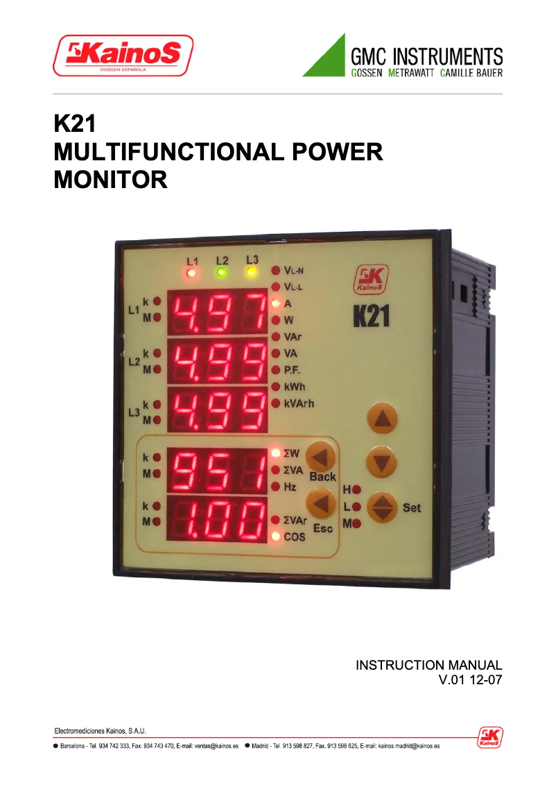 Imagen de la primera página del manual del dispositivo K21