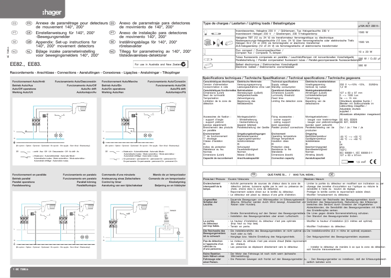 Page 1 de la notice Guide d'installation Hager EE830