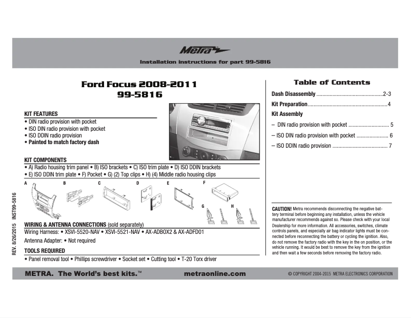 Image de la première page du manuel de l'appareil 99-5816