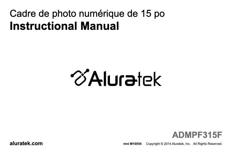 Page n°1 - Manuel utilisateur Aluratek ADMPF315F