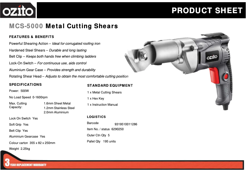 Image de la première page du manuel de l'appareil MCS-5000