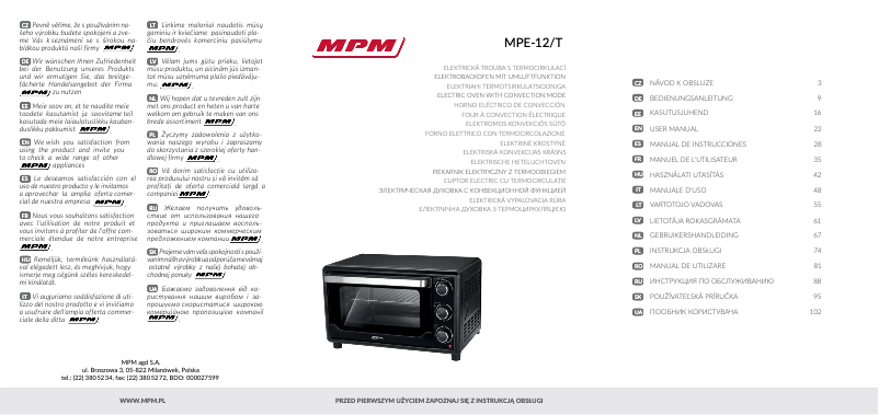 Page n°1 - Manuel utilisateur MPM MPE-12/T
