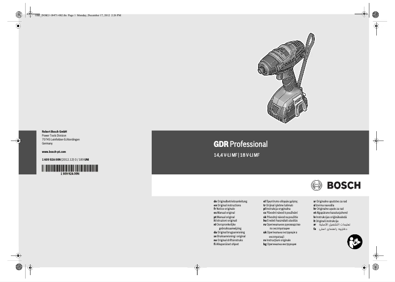 Page n°1 - Manuel utilisateur Bosch GDR 14,4 V-LI MF
