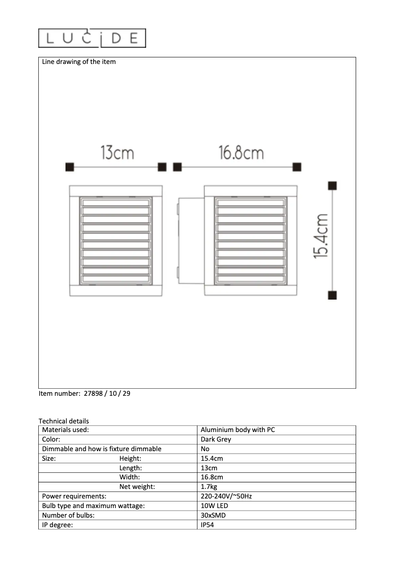 Page 1 de la notice Manuel utilisateur Lucide Slits
