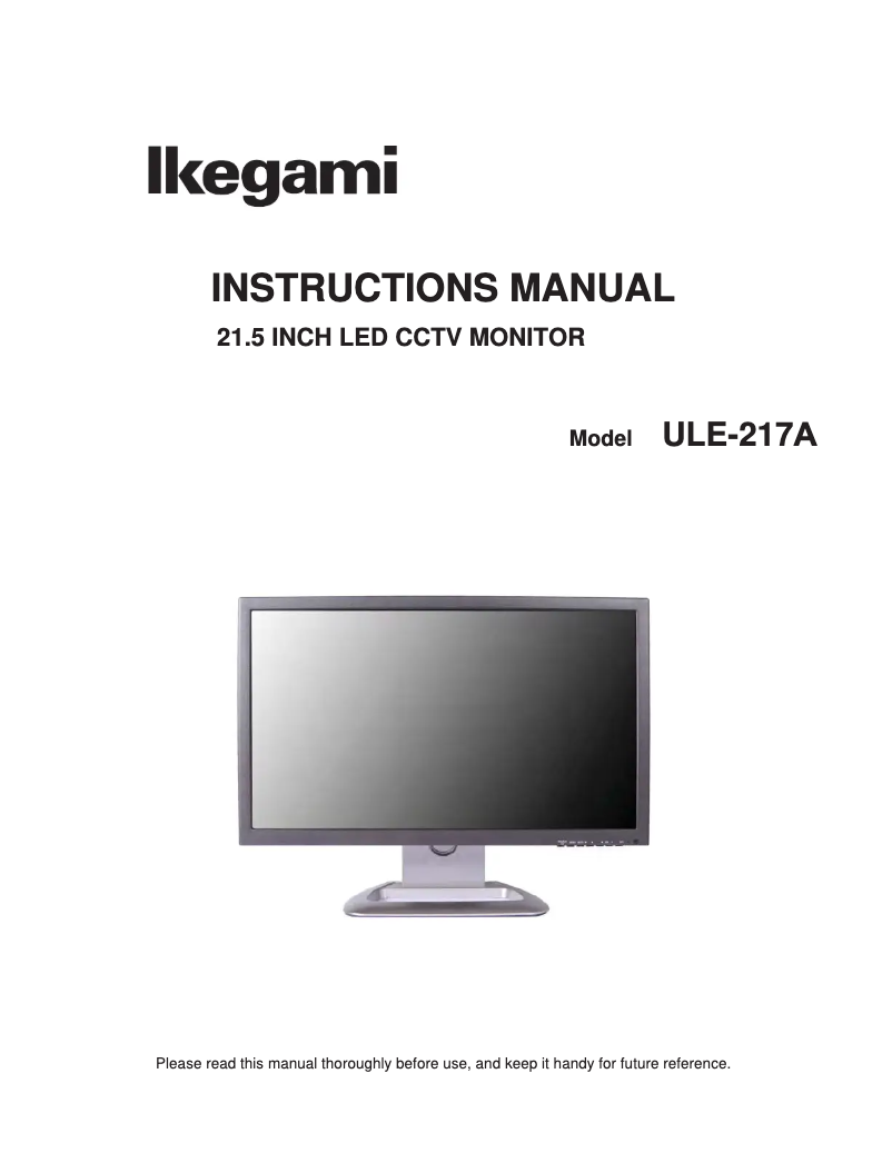 Page n°1 - Manuel utilisateur Ikegami ULE-217-HDR