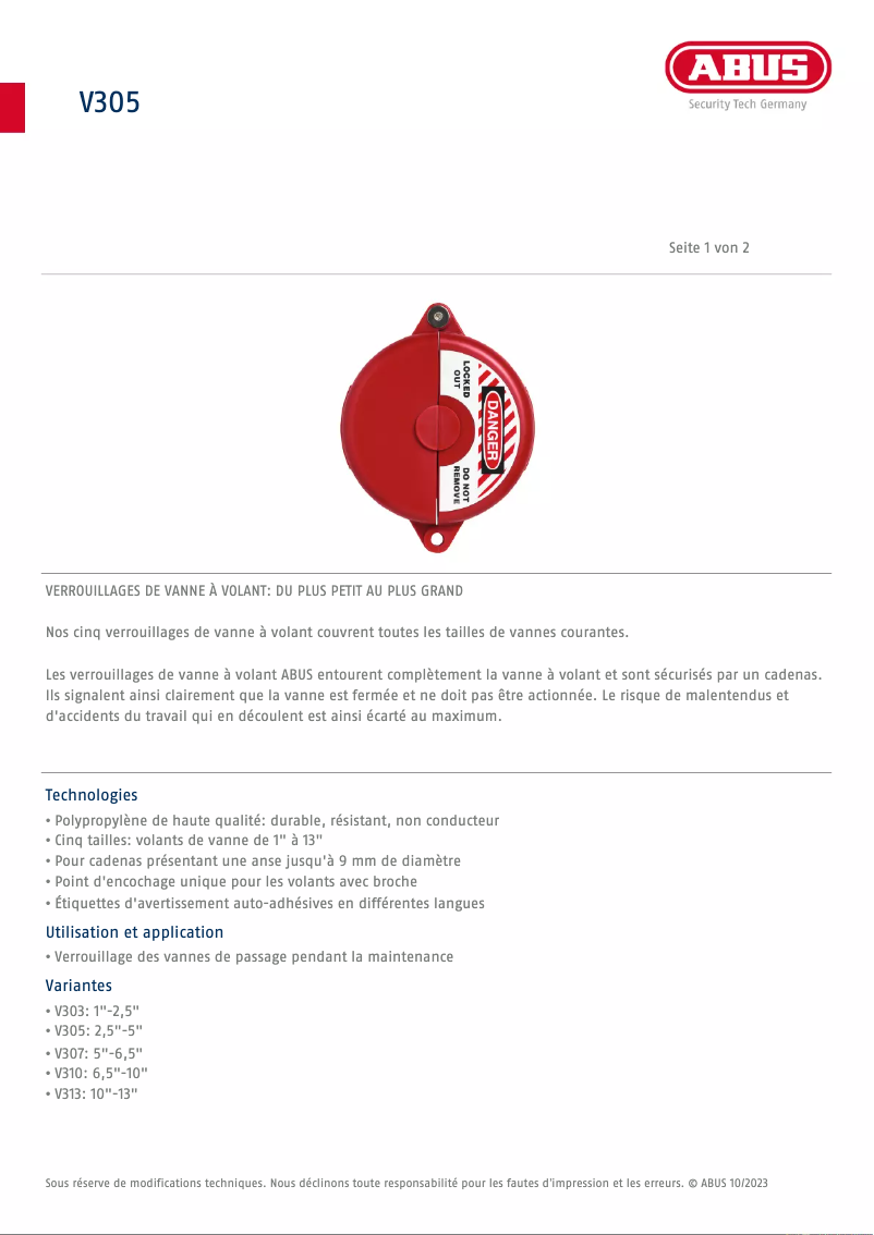 Image de la première page du manuel de l'appareil V313