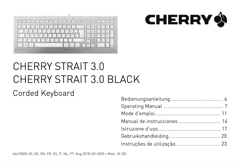 Page 1 de la notice Manuel utilisateur Cherry STRAIT 3.0