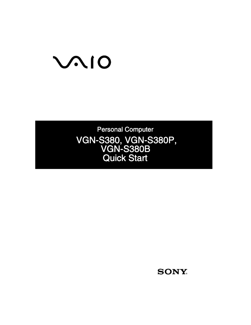 Page 1 de la notice Guide d'installation Sony Vaio VGN-S380P27