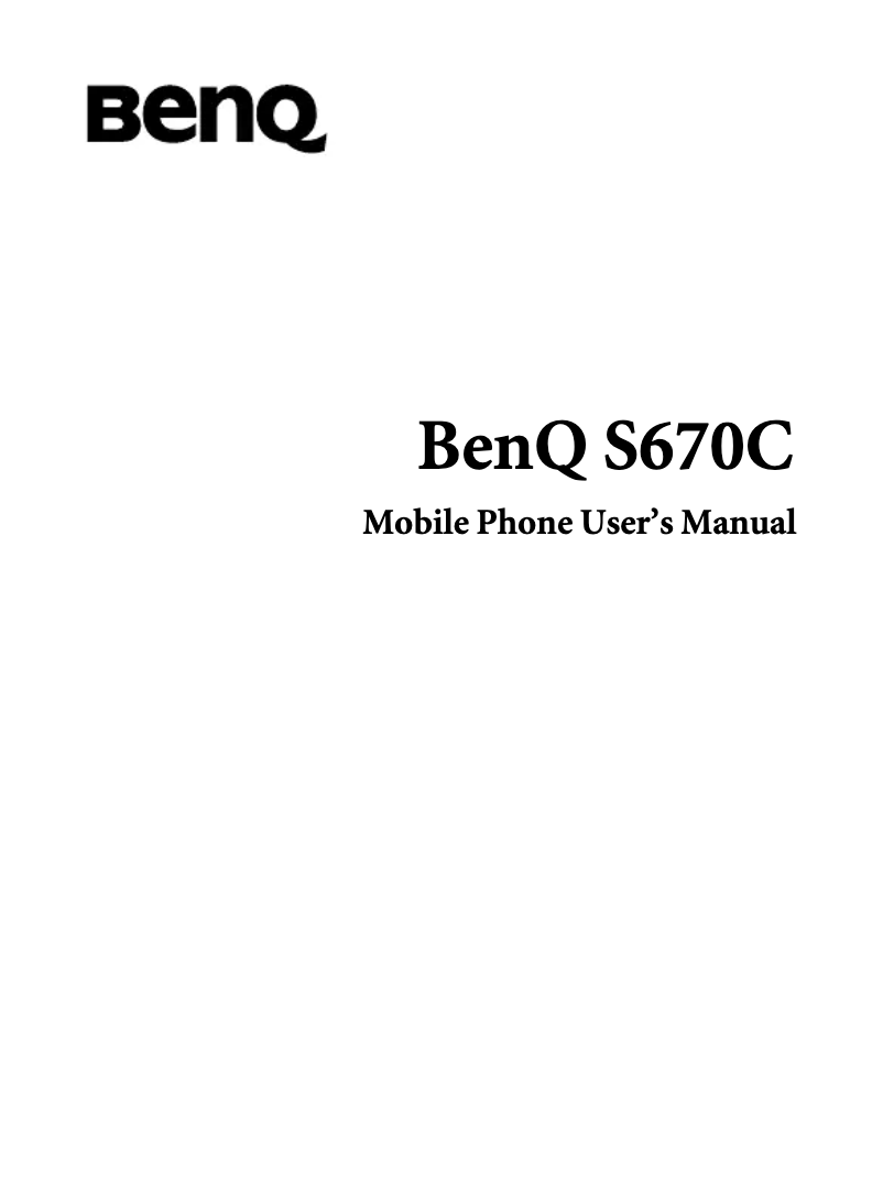 Page 1 of the manual User Manual BenQ S670C