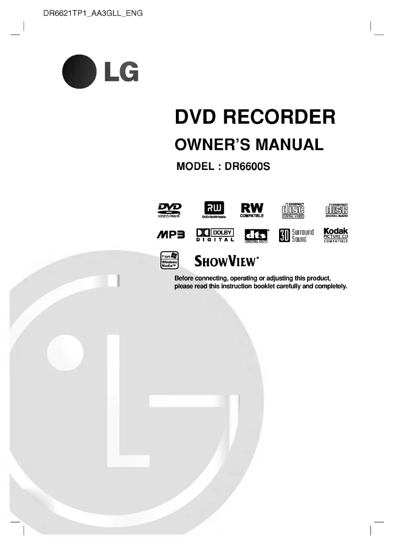 Page n°1 - Manuel utilisateur LG DR6621TP1