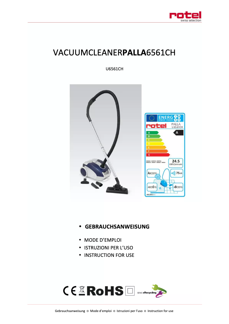 Image de la première page du manuel de l'appareil Palla U6561CH