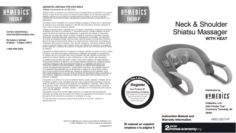 Page n°1 - Manuel utilisateur Homedics NMS-230-THP