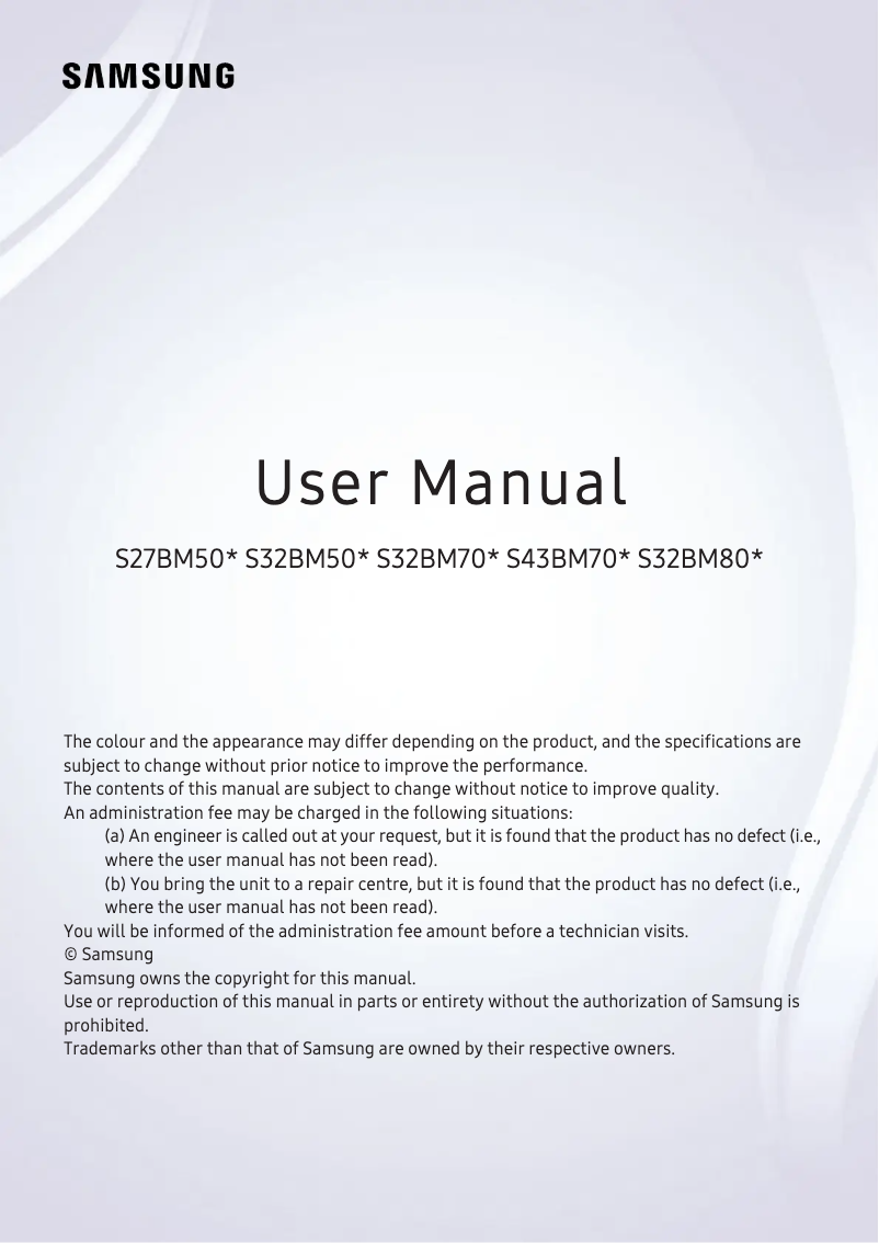 Page 1 de la notice Manuel utilisateur Samsung S32BM80G