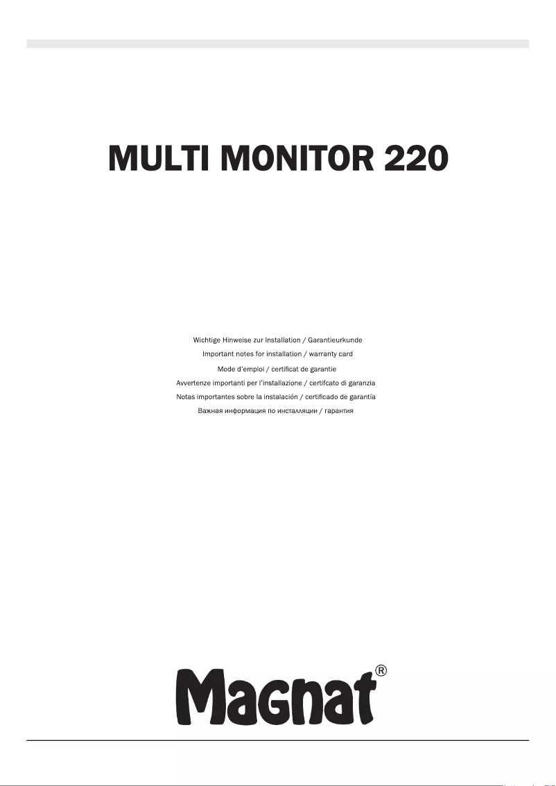 Image de la première page du manuel de l'appareil Multi Monitor 220