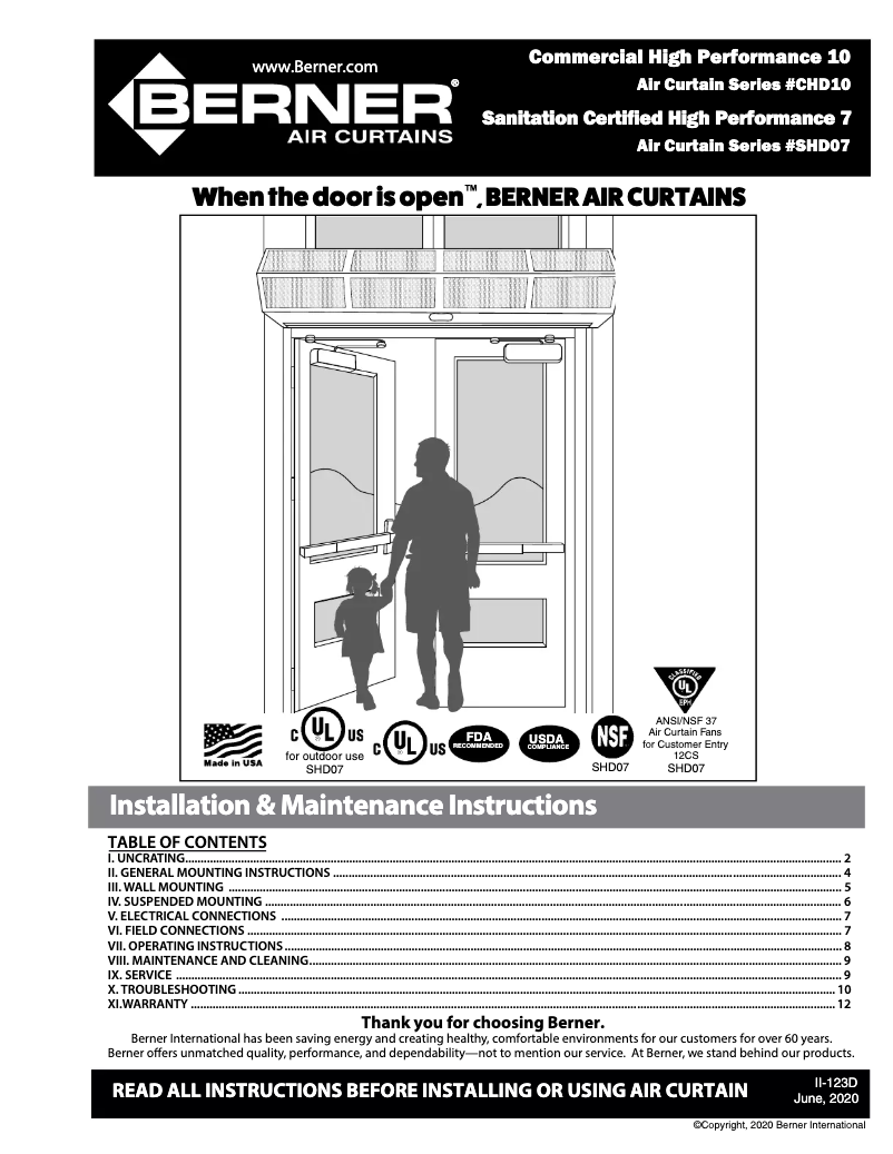 Page n°1 - Manuel utilisateur Berner SHD07-1048AA