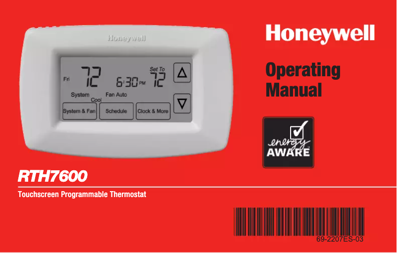 Page 1 de la notice Manuel utilisateur Honeywell RTH7600D1030/E