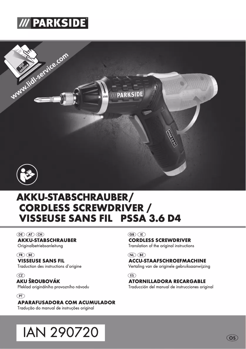 Page 1 de la notice Manuel utilisateur Parkside PSSA 3.6 D4