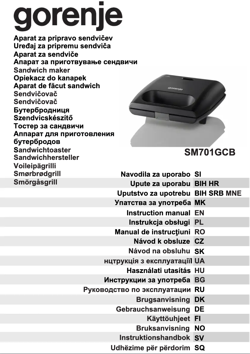 Page 1 de la notice Manuel utilisateur Gorenje SM701GCB
