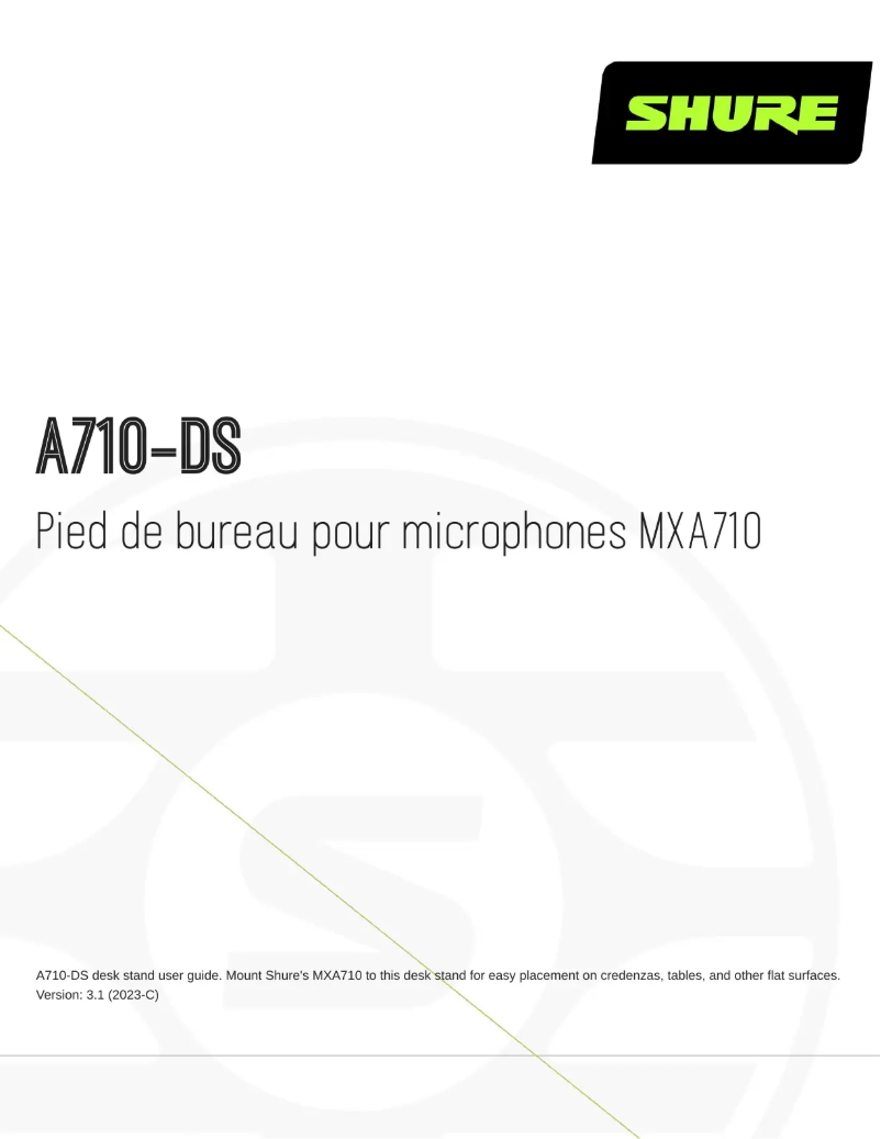 Page 1 de la notice Manuel utilisateur Shure A710-DS