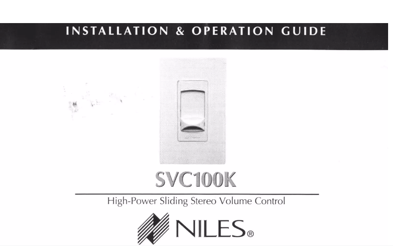 Page 1 de la notice Manuel utilisateur Niles SVC100K