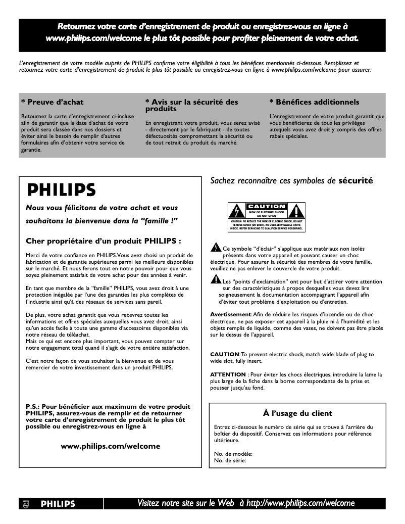 Page 1 de la notice Manuel utilisateur Philips 47PFL7422D