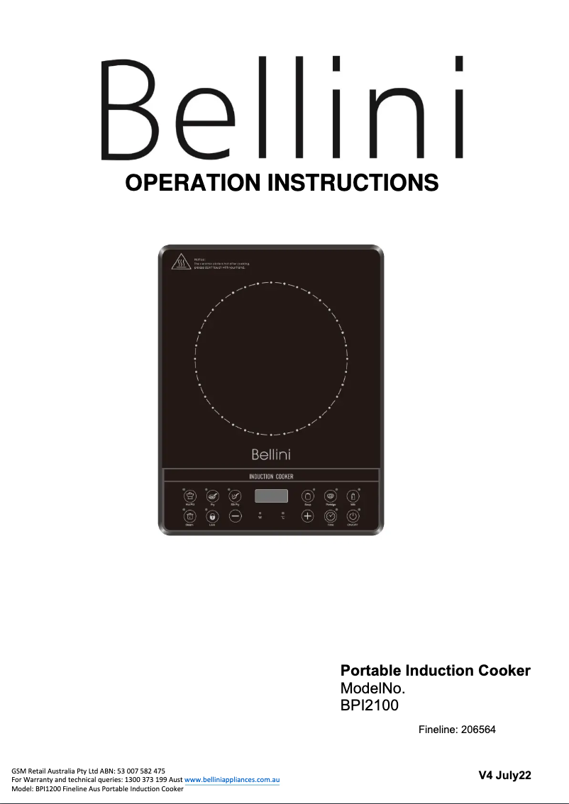 Page n°1 - Manuel utilisateur Bellini BPI2100