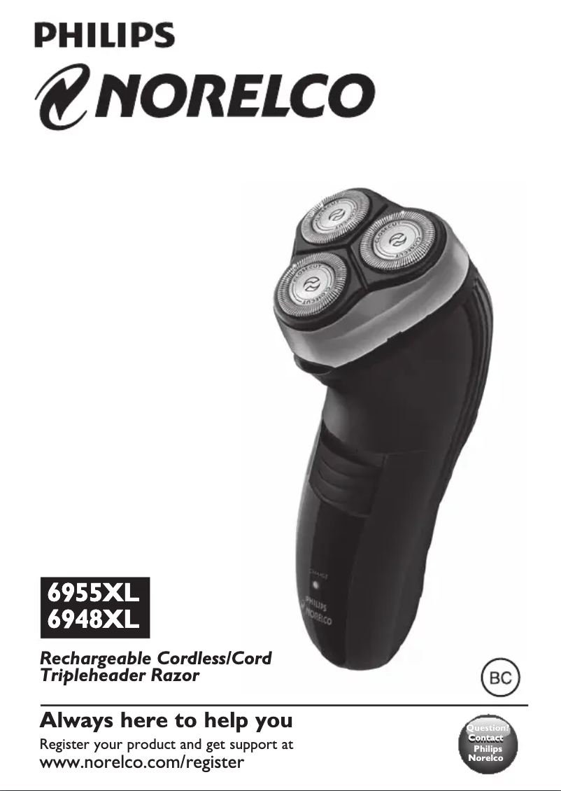 Image de la première page du manuel de l'appareil Norelco 6955XL