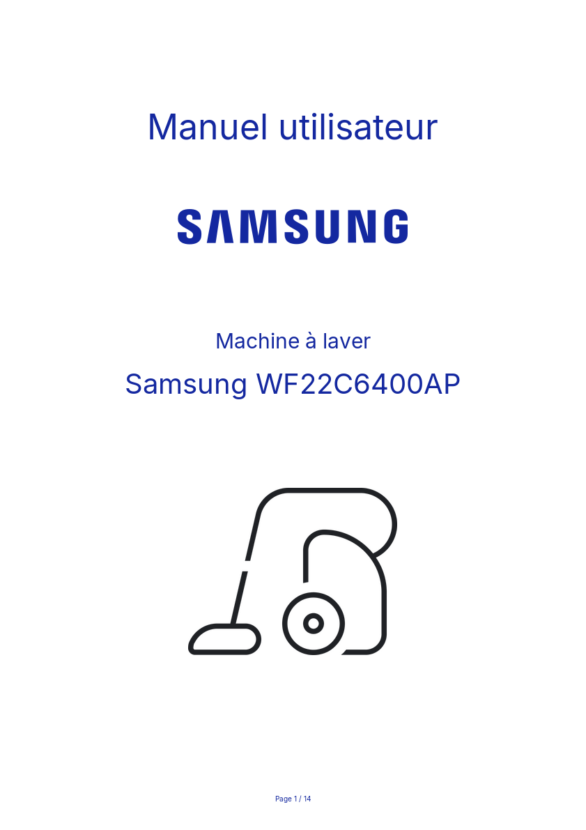 Page n°1 - Manuel utilisateur Samsung WF22C6400AP