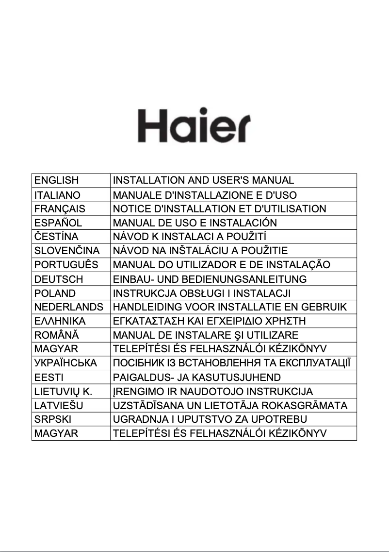 Image de la première page du manuel de l'appareil HATS9CBS4BWIFI