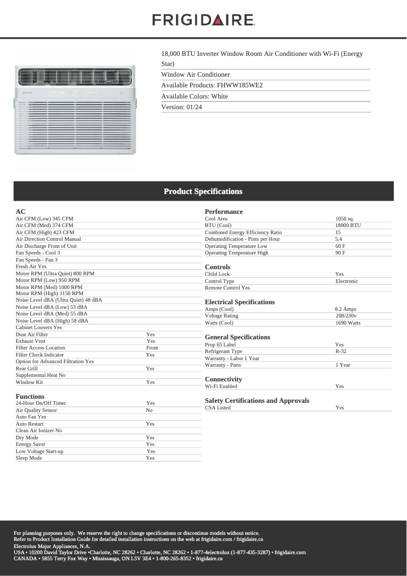 Image de la première page du manuel de l'appareil FHWW185WE2