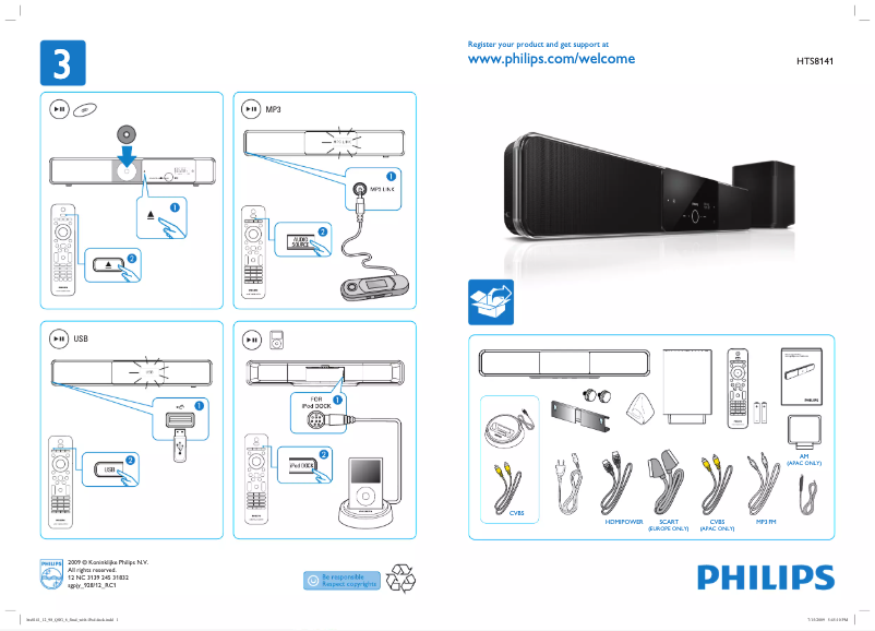 Página 1 del manual Guía de inicio rápido Philips HTS8141
