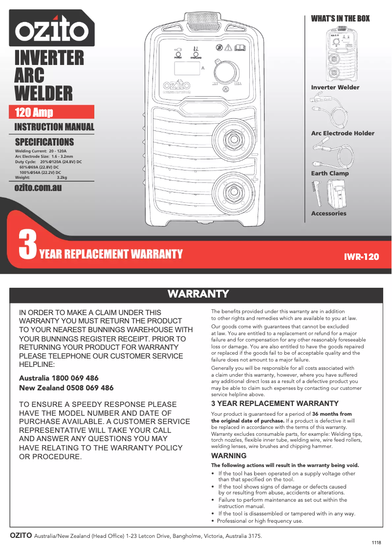 Página 1 del manual Manual de usuario Ozito IWR-120