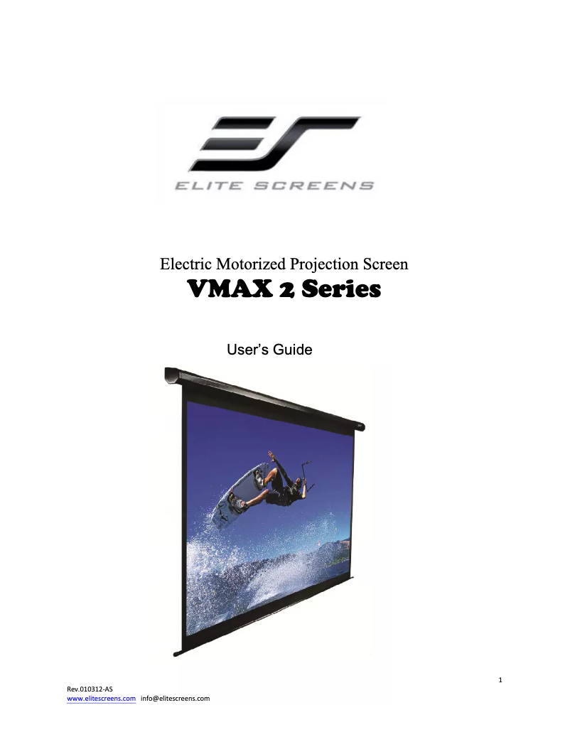 Page n°1 - Manuel utilisateur Elite Screens VMAX 2 VMAX106UWX2
