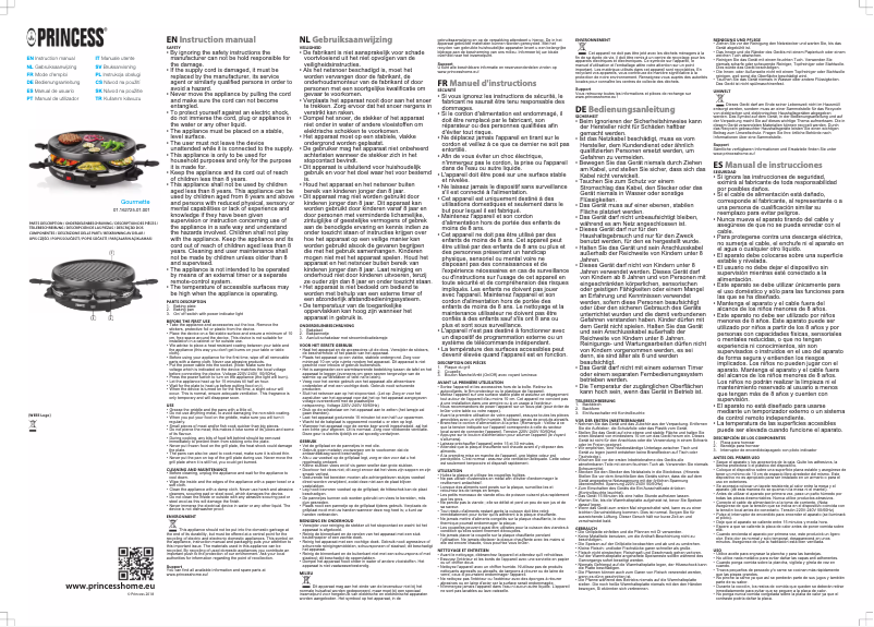 Page n°1 - Manuel utilisateur Princess Raclette 6 Grill Party 162725
