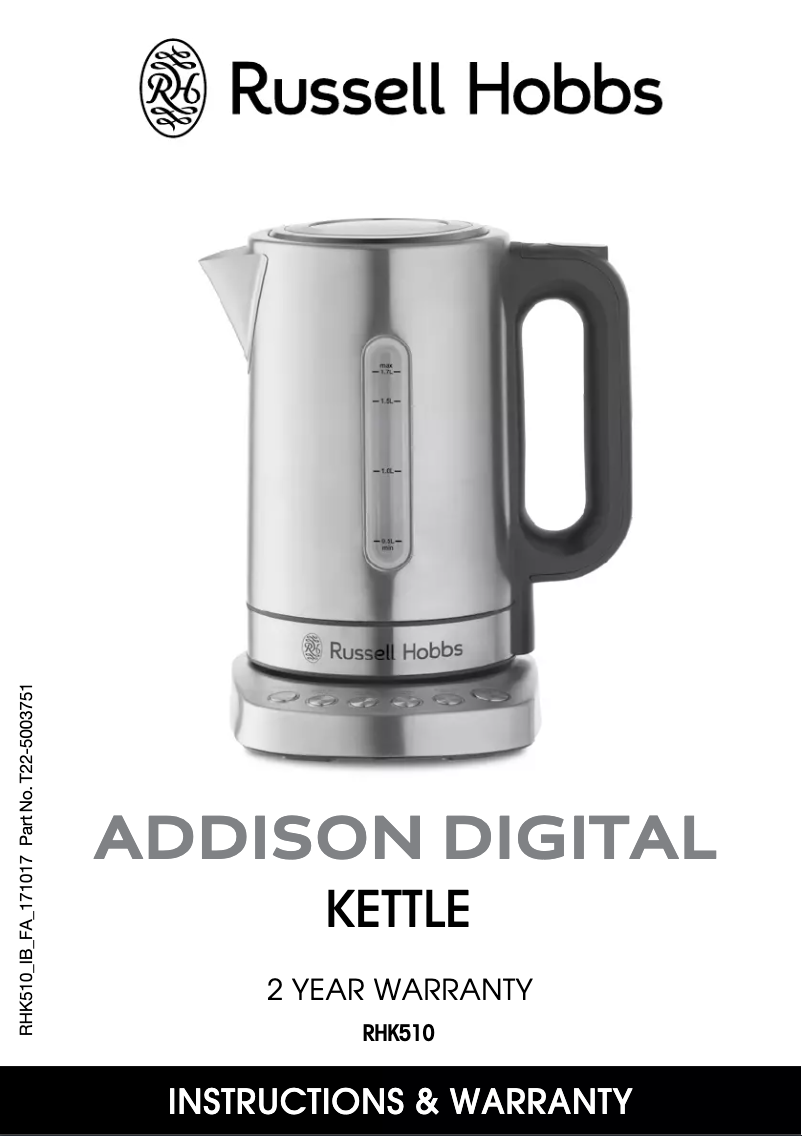 Page n°1 - Manuel utilisateur Russell Hobbs Addison Digital RHK510