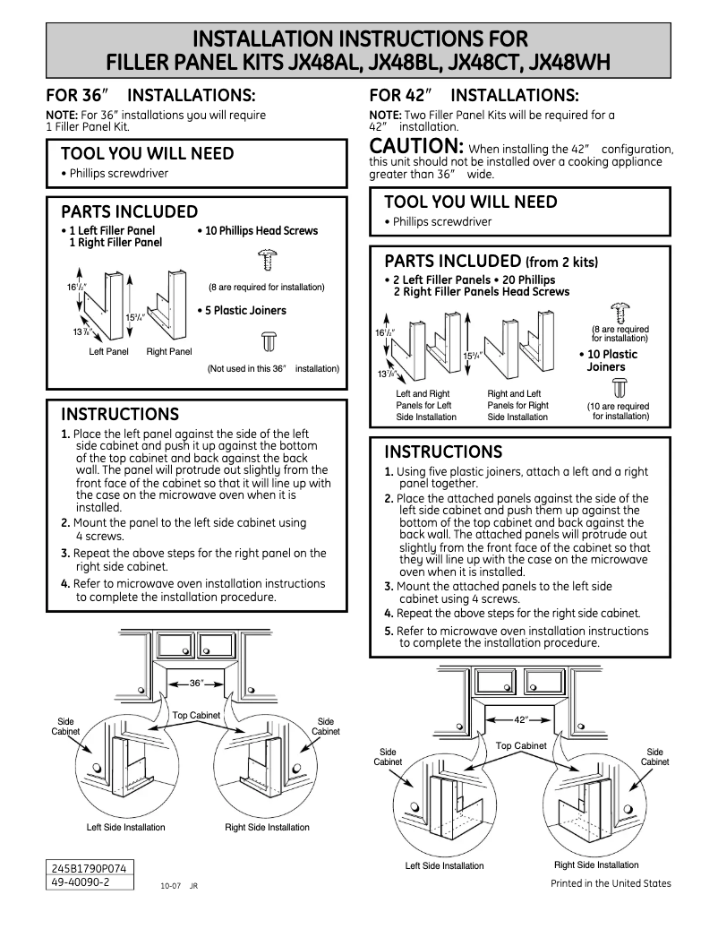 Imagen de la primera página del manual del dispositivo JX48BL