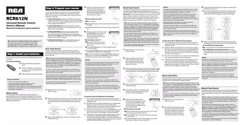 Page 1 de la notice Manuel utilisateur RCA RCR612N