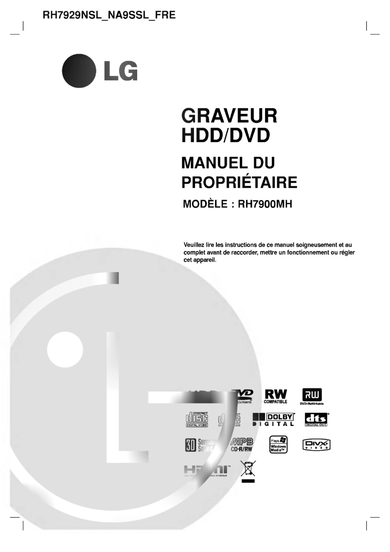 Page 1 de la notice Manuel utilisateur LG RH7929NP2L
