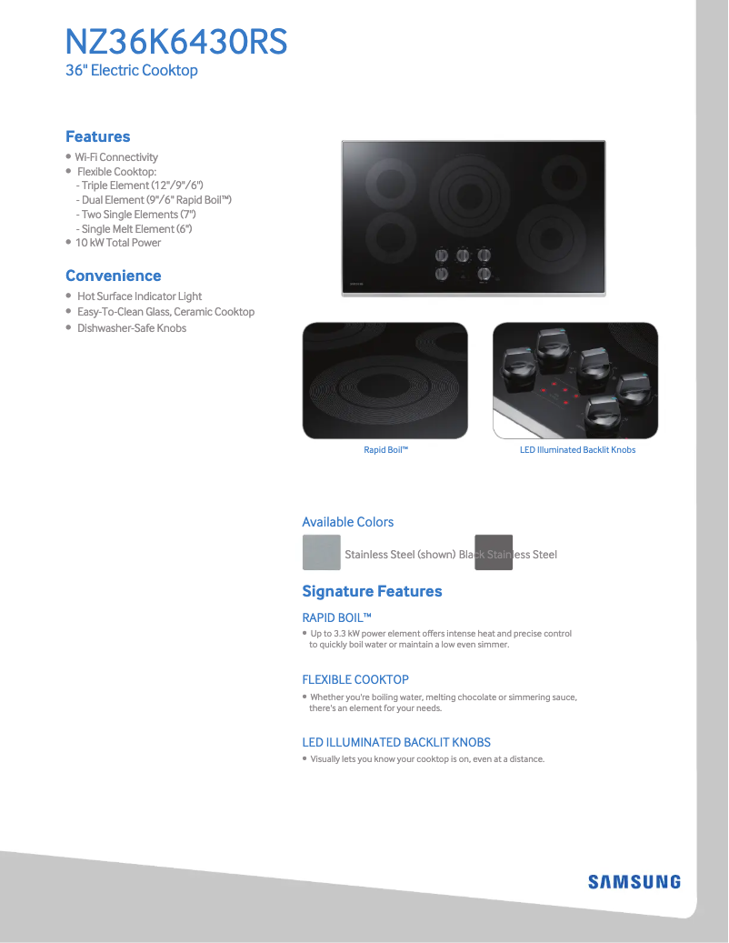 Page n°1 - Fiche technique Samsung NZ36K7570RG