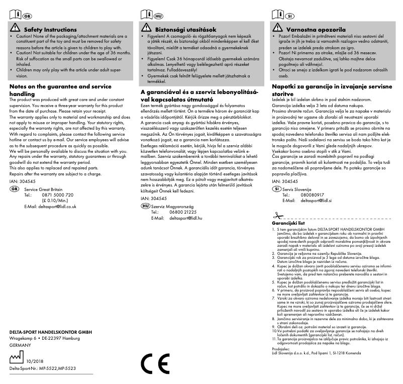 Page 1 de la notice Manuel utilisateur Playtive IAN 304545