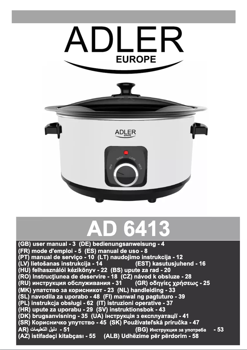 Page 1 of the manual User Manual Adler AD 6413