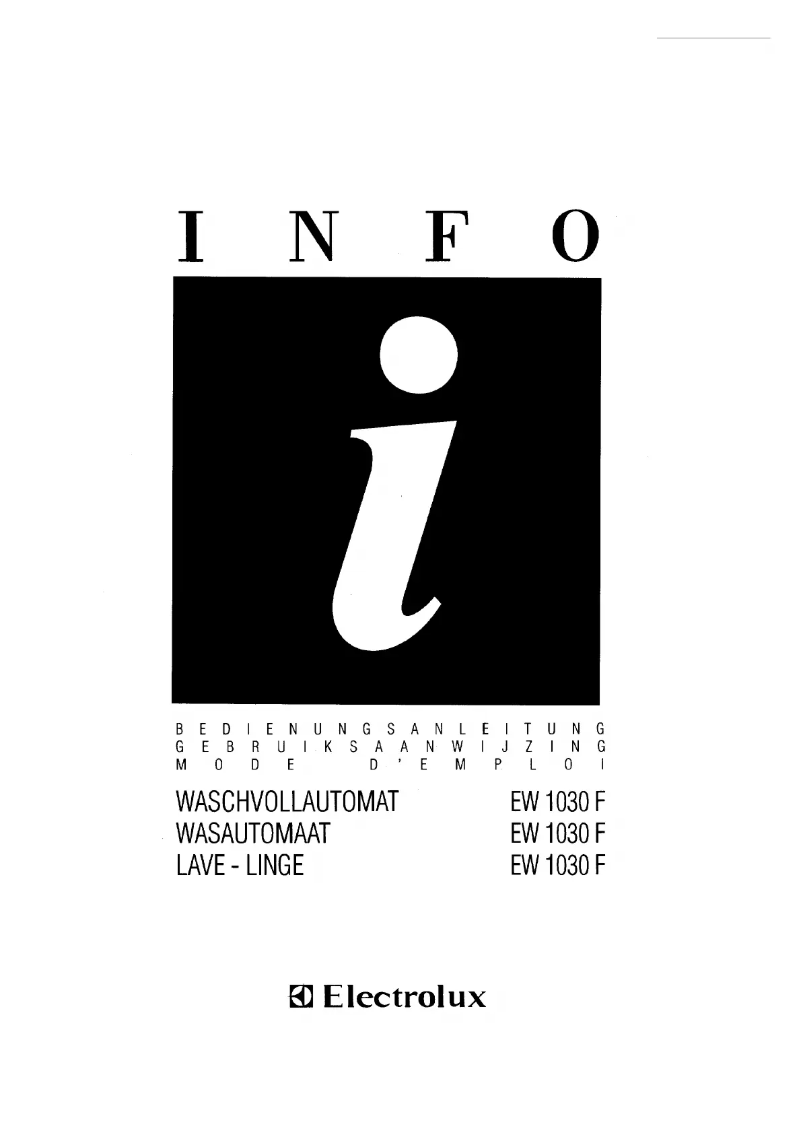 Page 1 de la notice Manuel utilisateur Electrolux EW 1030F