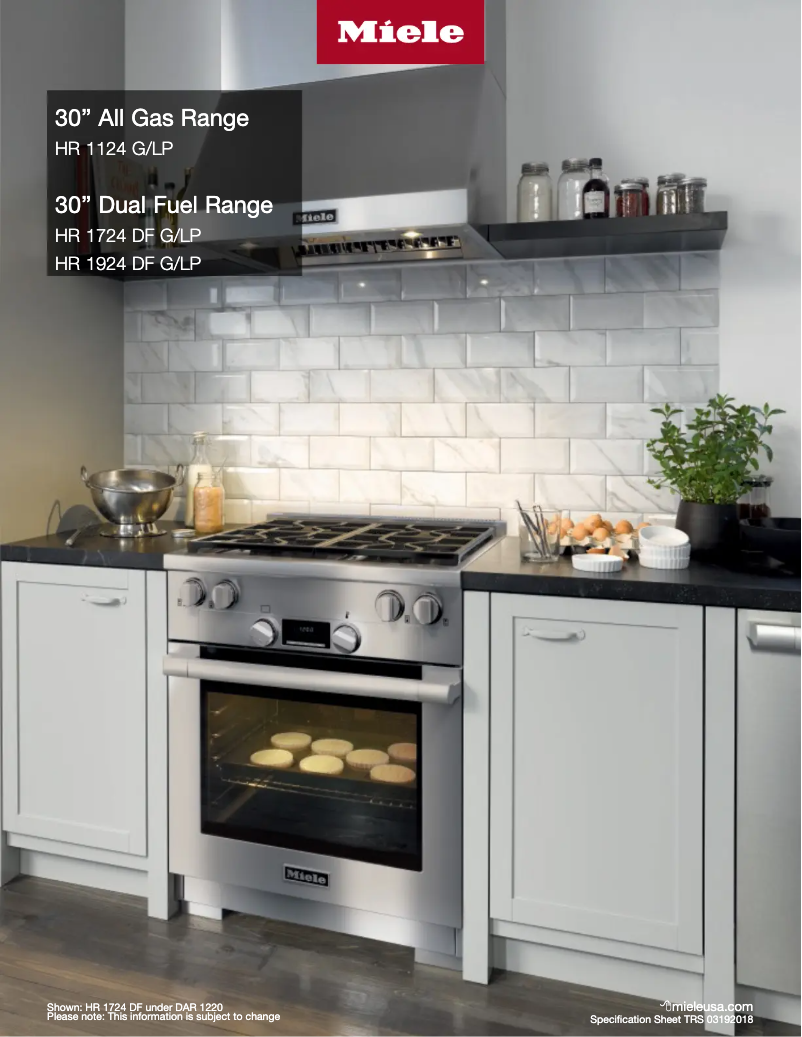 Page 1 de la notice Fiche technique Miele HR 1724 DF G/LP