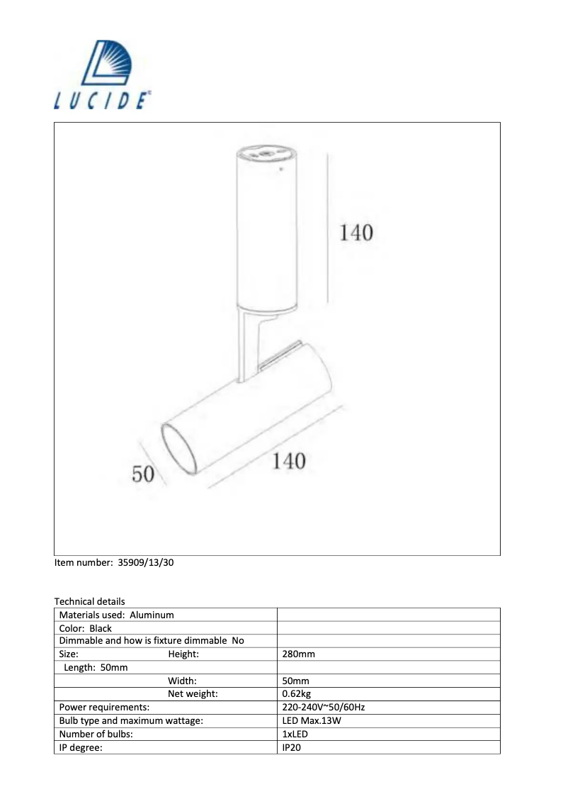 Page 1 de la notice Manuel utilisateur Lucide GREG