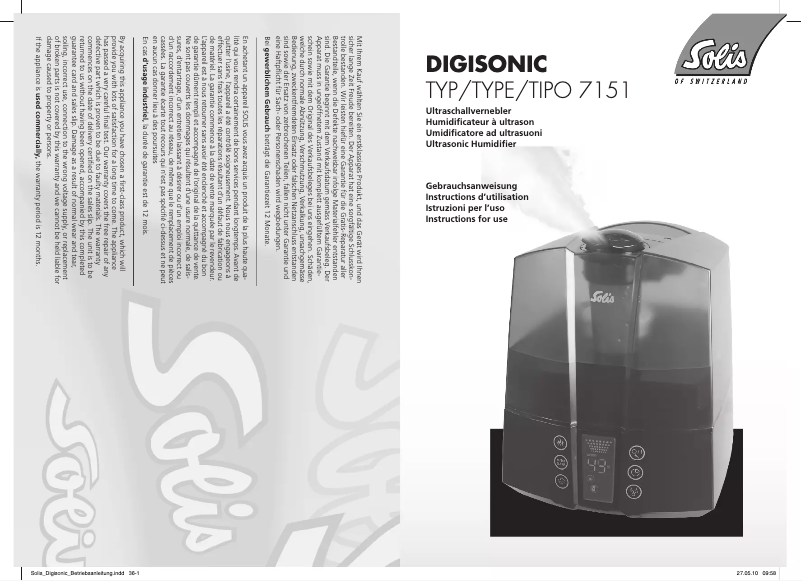 Page n°1 - Manuel utilisateur Solis Digisonic 7151