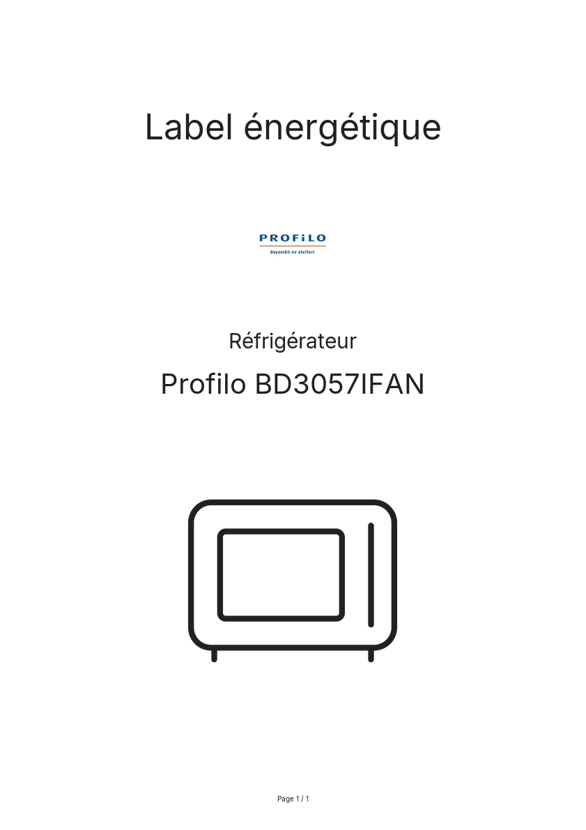 Page n°1 - Label énergétique Profilo BD3057IFAN