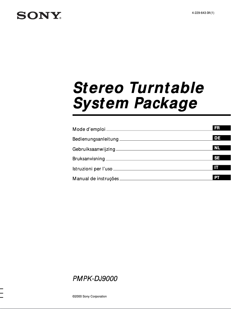 Page n°1 - Manuel utilisateur Sony PMPK-DJ9000